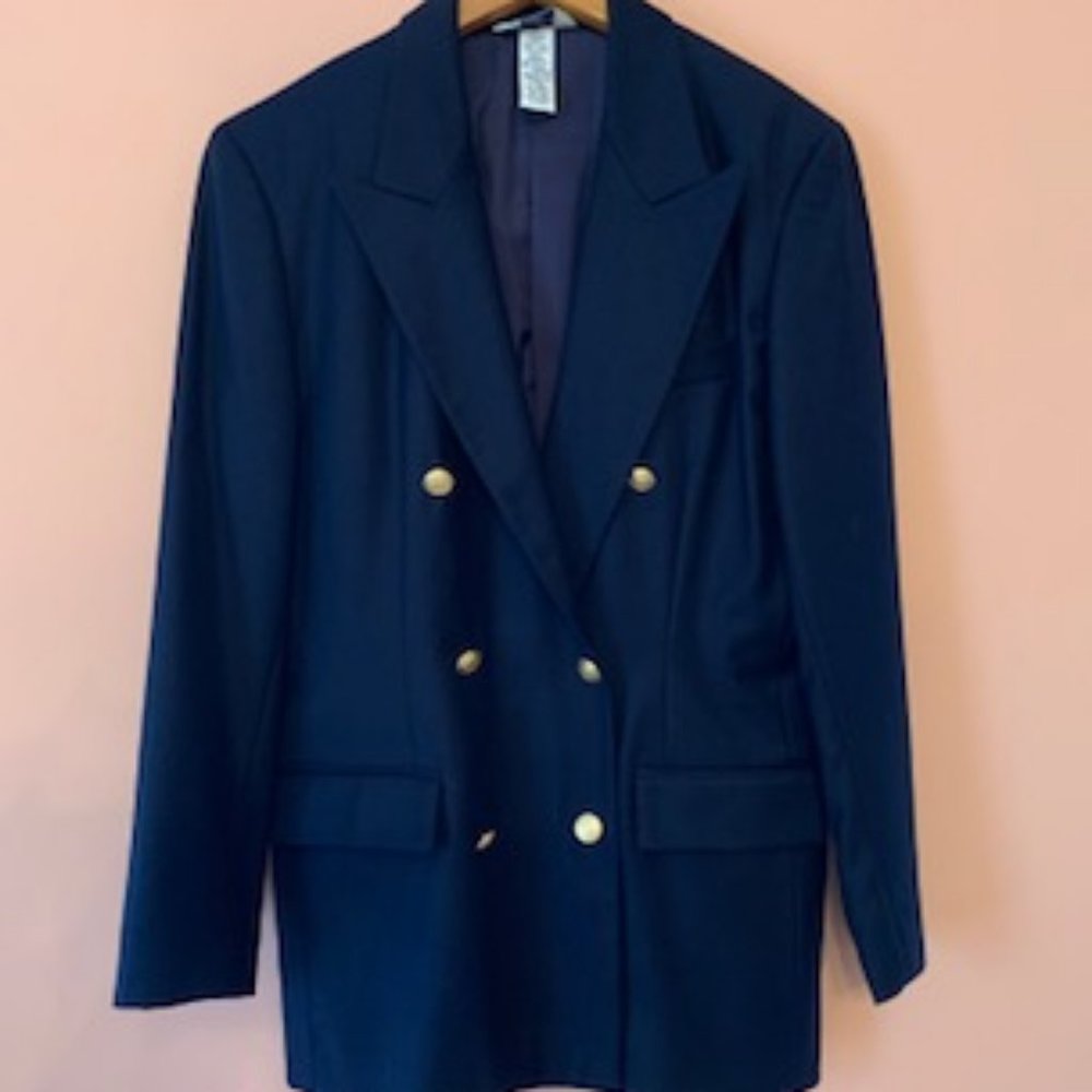Italian Blue Wool Blazer, Vintage GAP - Size 10